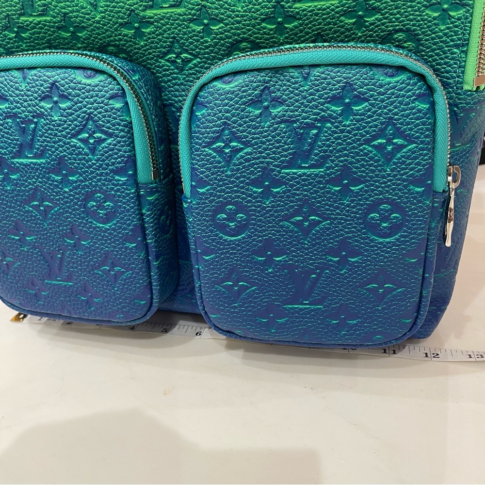 LOUIS VUITTON Virgil Abloh Blue & Neon Green Gradient Illusion Backpack - Picture 9 of 9